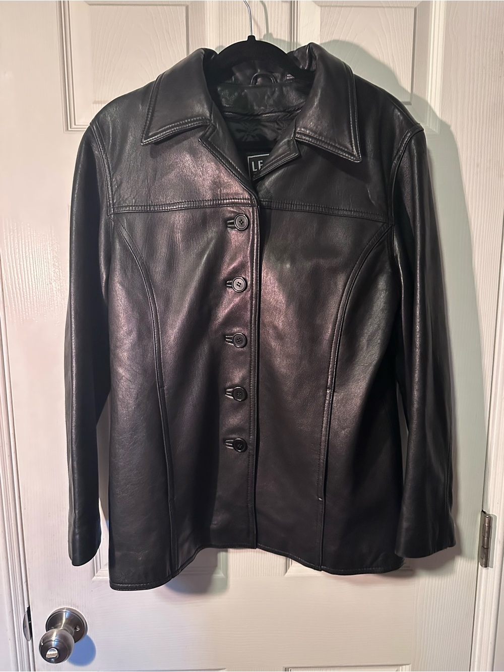 Leather Black Button-Front Women's Leather Jacket by Leather Limited